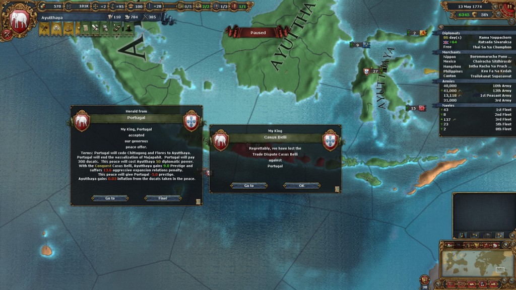 With this, I grabbed Portugal's last colonies in Asia.