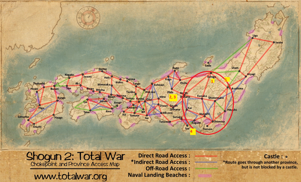 Shogun 2 access map - marked up